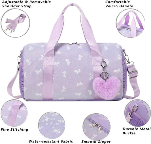 Fashionable MANDOTOS INTERNATIONAL backpack with bowknot pattern, foldable, 20-35L capacity, shown with adjustable straps and stylish design.