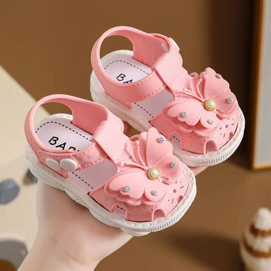 Girls' summer sandals by MANDOTOS INTERNATIONAL with non-slip soft soles, suitable for infants and little girls, perfect for beachwear.