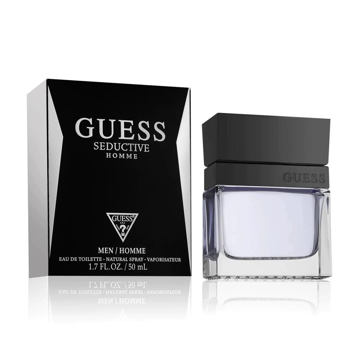 Guess Bold Seduction Eau de Toilette for Men 1.7 oz bottle, featuring sleek packaging and masculine fragrance design.