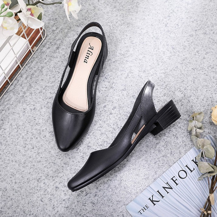 Korean style mid-low heel jelly sandals for women with transparent straps and a comfortable sole, by MANDOTOS INTERNATIONAL.