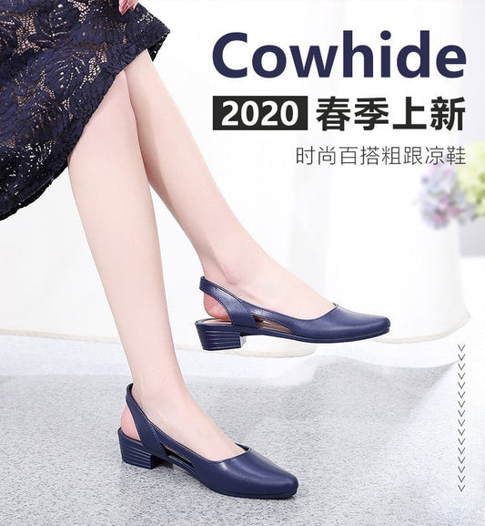 Korean style mid-low heel jelly sandals for women by MANDOTOS INTERNATIONAL, clear plastic uppers with open toe and strap design.