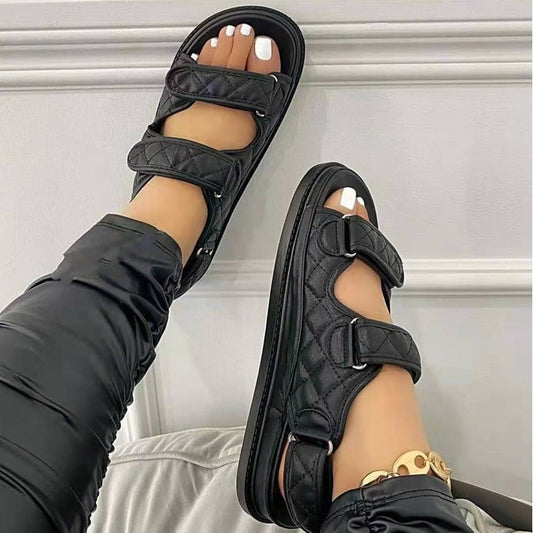 Ladies' Breeze Velcro Sandals by MANDOTOS INTERNATIONAL, featuring open toe design and adjustable Velcro straps for comfort.