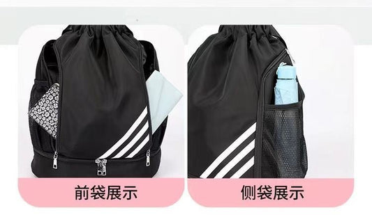 Large basketball backpack with drawstring closure and front pocket, designed for sports gear and basketball accessories.