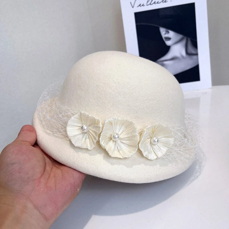 Luxury hemp yarn beret with Australian wool felt, women's versatile bow top hat, stylish and cozy headwear by MANDOTOS INTERNATIONAL.