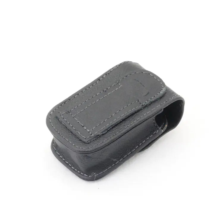 Luxury leather folding eyewear case by MANDOTOS INTERNATIONAL, stylish and durable protection for glasses.