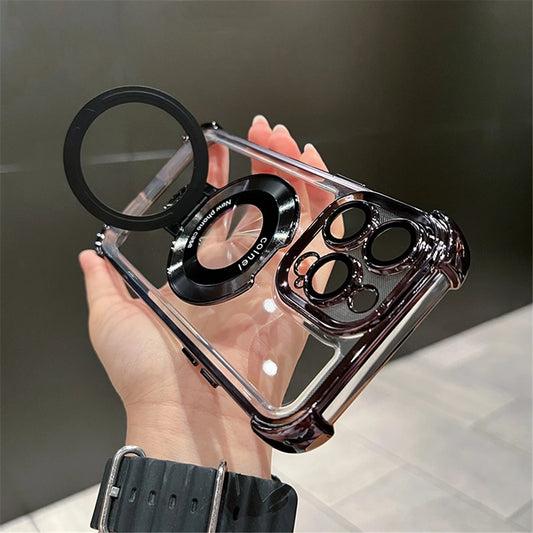 Luxury shockproof magnetic MagSafe case for iPhone 17 Pro Max by MANDOTOS INTERNATIONAL, showcasing durable design and magnetic closure.