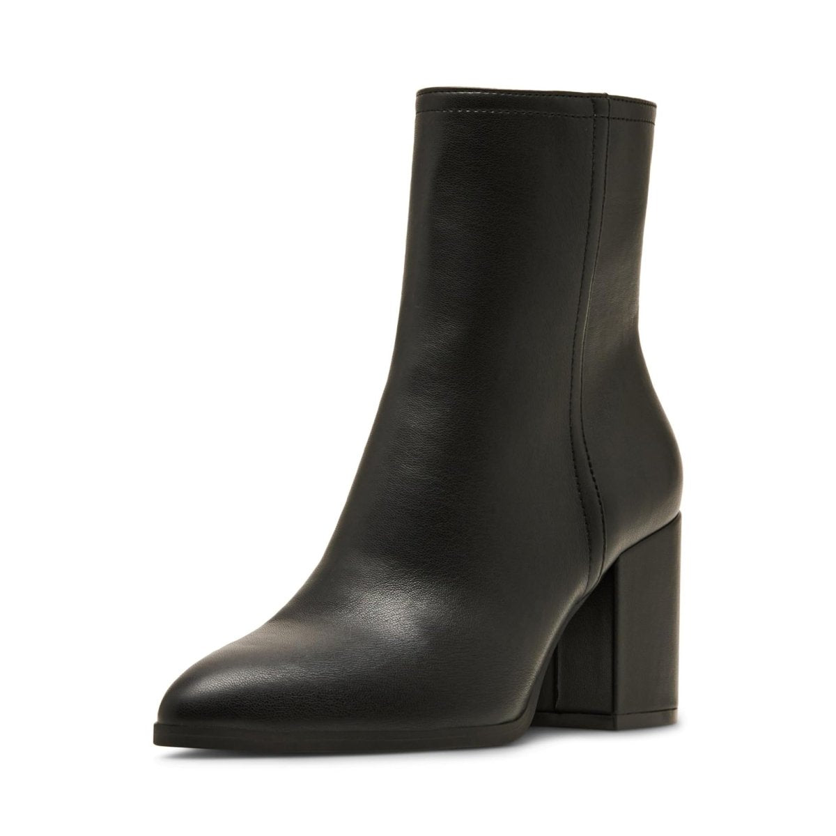Madden Girl Tatee block heel bootie by MANDOTOS INTERNATIONAL, tan suede ankle boot with chunky heel and side zipper detail.