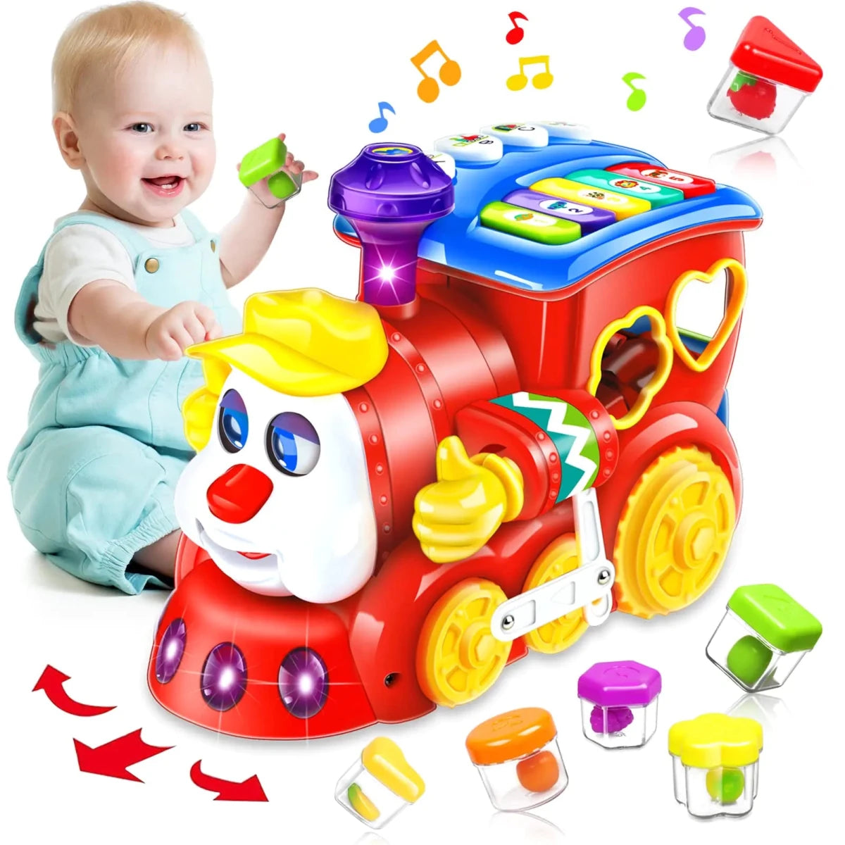 Mandotos International melodic train toddler toy with colorful educational blocks for early learning and interactive play.