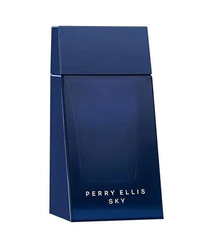 Perry Ellis Aqua Citrus men's EDT bottle, 3.4 oz, with a sleek blue design and silver cap, on a white background.