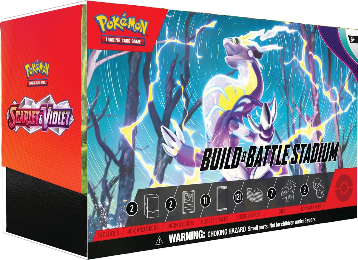 Pokemon TCG Scarlet & Violet Dueling Arena by Mandotos International, featuring colorful game arena with card zones and vibrant design.