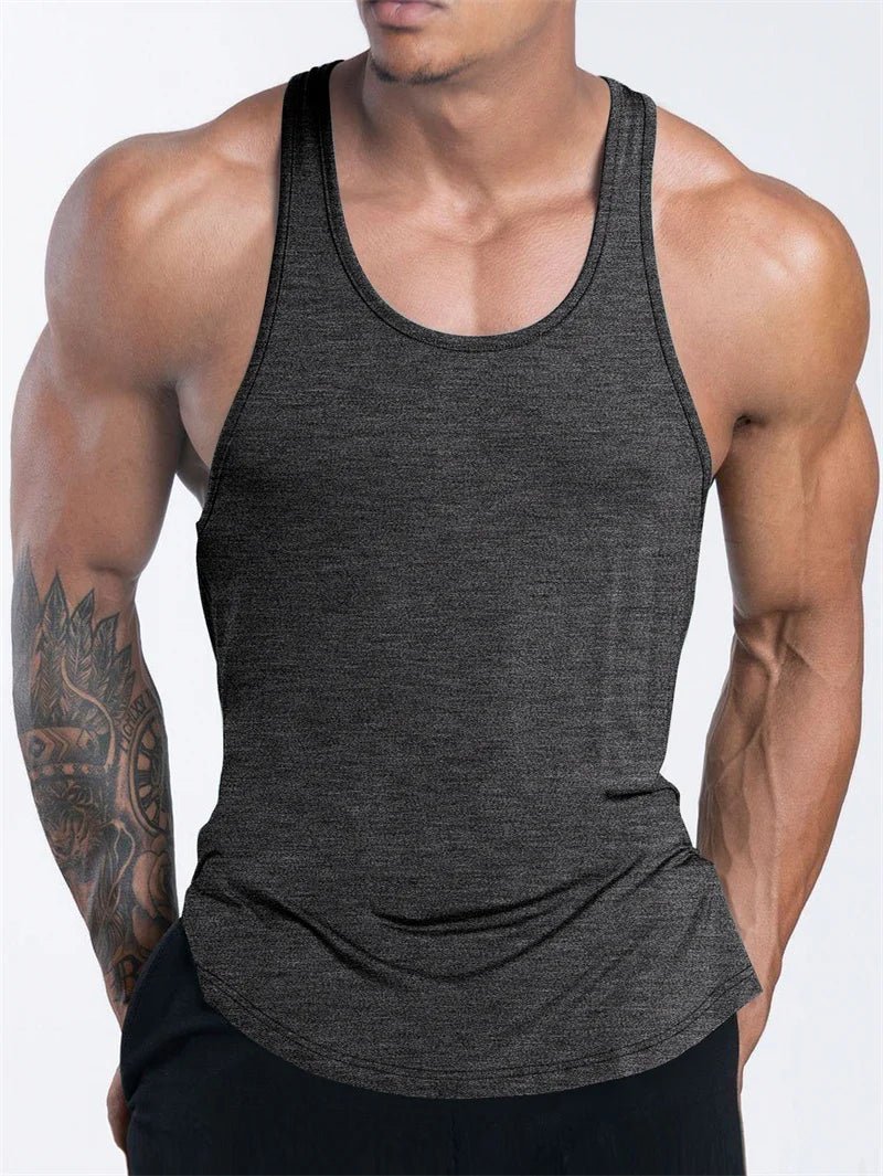 Mandotos International men's quick-dry sports tank top designed for gym, running, and basketball activities.