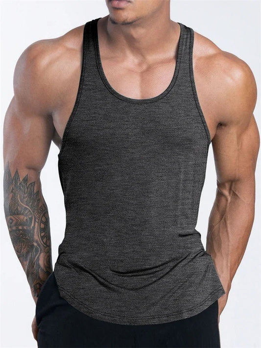 Mandotos International men's quick dry sports tank top, ideal for gym, running, and basketball activities.
