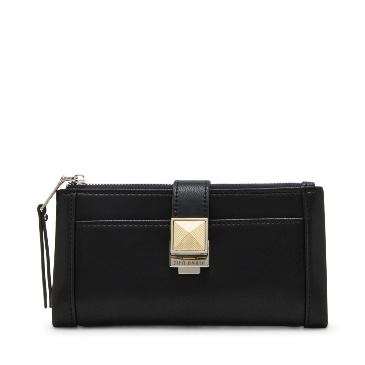 Steve Madden Cindee cushioned bifold wallet by MANDOTOS INTERNATIONAL, featuring a sleek design with stitched detailing and multiple card slots.