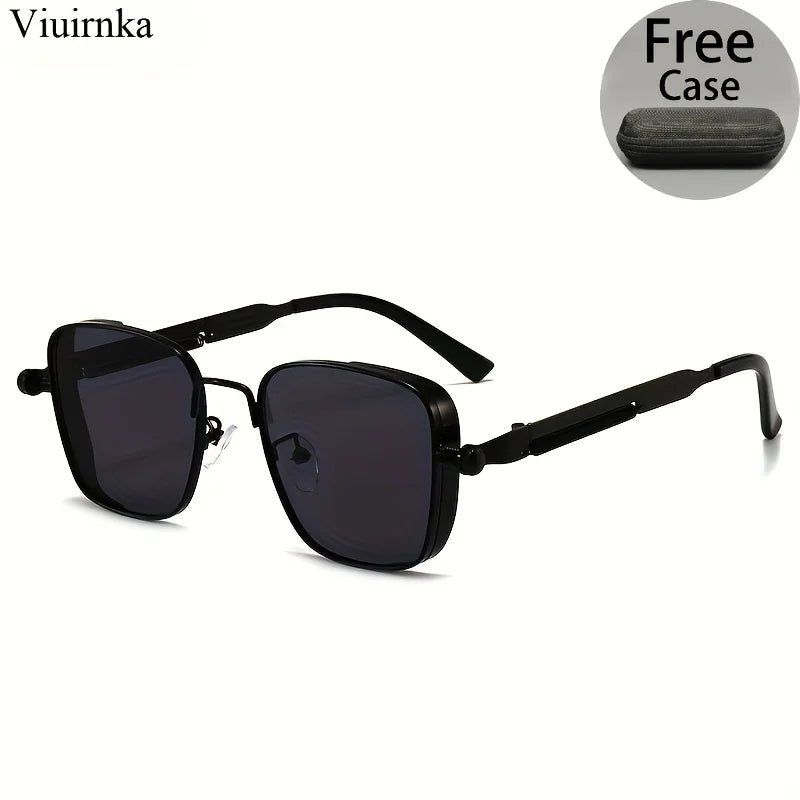 Trendy unique reflective punk sunglasses by MANDOTOS INTERNATIONAL, unisex design with case, ideal for outdoor travel and beach trips.