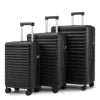 Mandotos International luxury lightweight hard shell 3-piece travel suitcase set in 20, 24, and 28 inches, with smooth rolling wheels.