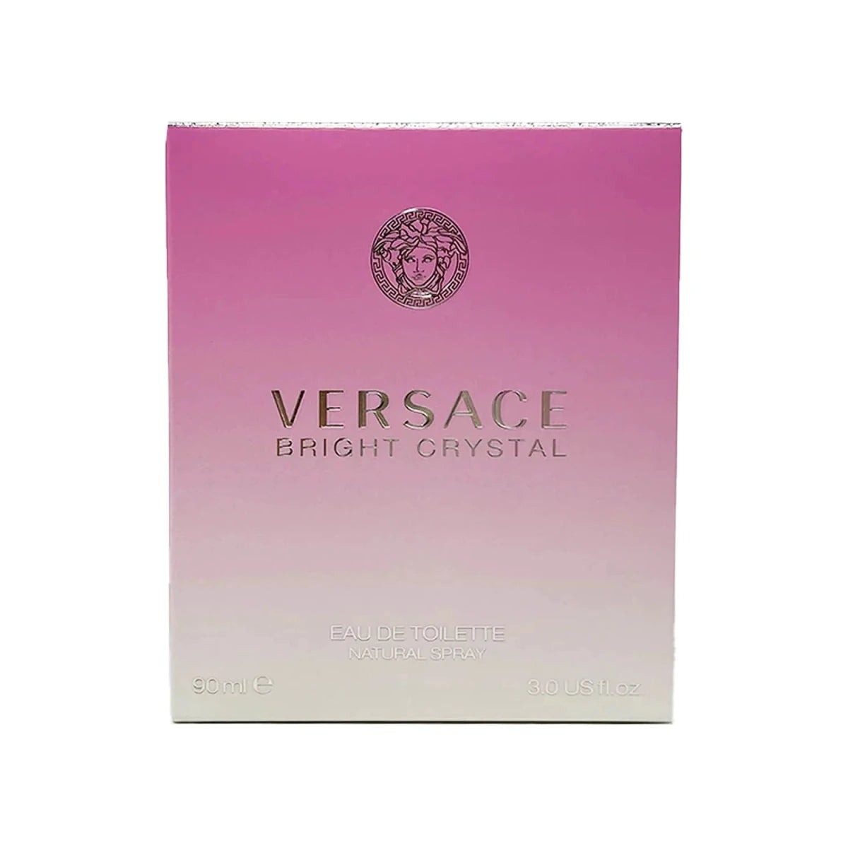 Vêrsace Bright Crystal Eau De Toilette spray for women, 3 fl oz (90 ml), with floral and citrus notes, in elegant packaging.