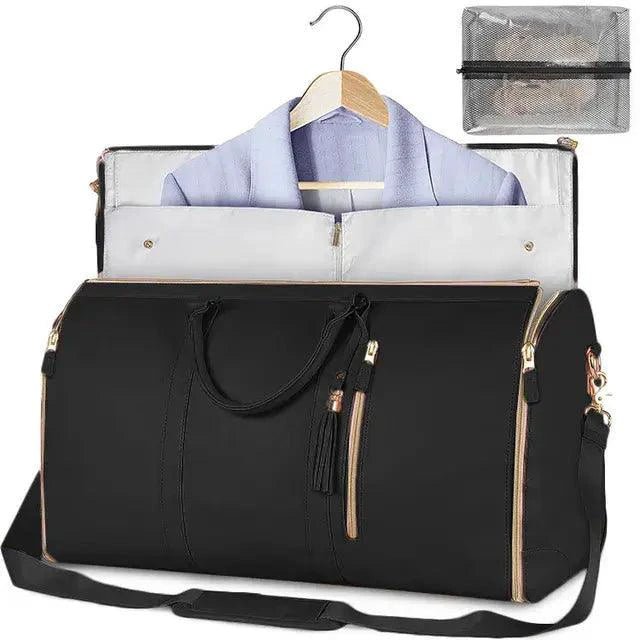 Mandotos Ladies' Spacious Journey Duffle bag in black with sturdy handles and zip closure, ideal for travel and weekend trips.