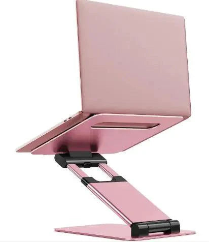 Mandotos laptop stand for desk with 360° rotating base, adjustable height and stable support for ergonomic workspace setup.