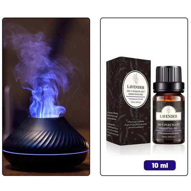 MANDOTOS Lava Glow essential oil nebulizer emitting a soft glow with a sleek design and mist spray in a modern setting.