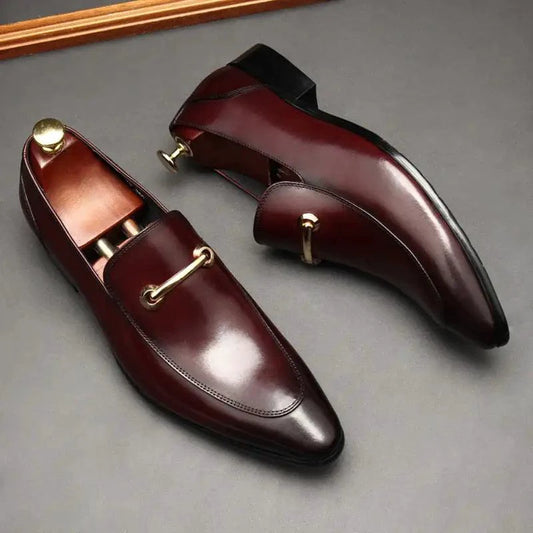 Mandotos men's leather loafers featuring sleek design, smooth finish, and comfortable slip-on style for casual or formal wear.