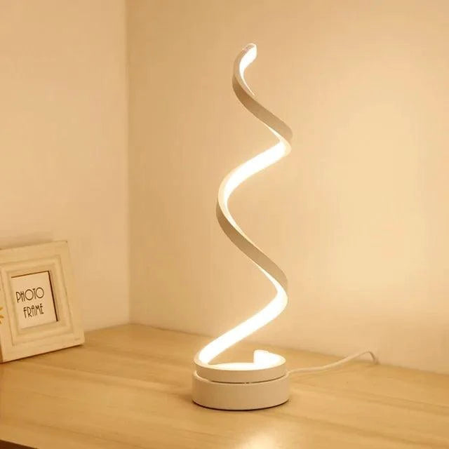 Mandotos LED Elegance Spiral Desk Light with flexible adjustable arm and sleek modern design, ideal for workspace illumination.