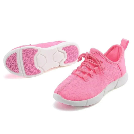 Mandotos LED fiber optic shoes with glowing light-up soles, stylish footwear for casual or party wear.