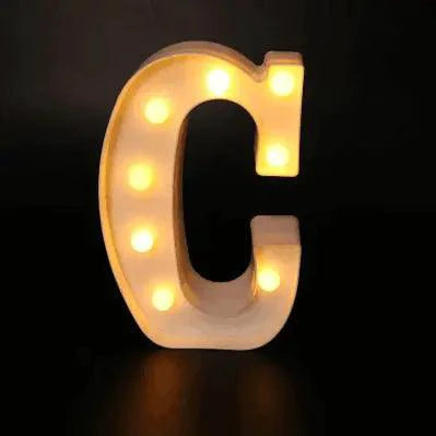 Mandotos luminous letter lights spelling out bright, decorative alphabet letters for home decor and ambient lighting.
