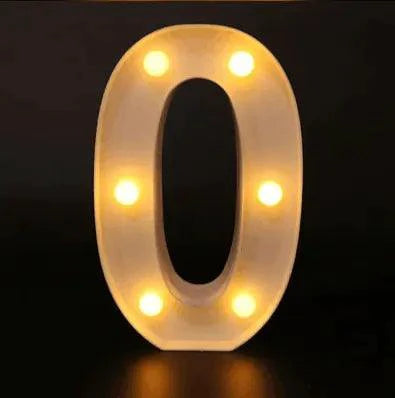 Mandotos luminous letter lights spelling out a word, glowing in warm white, on a dark background for decorative ambient lighting.