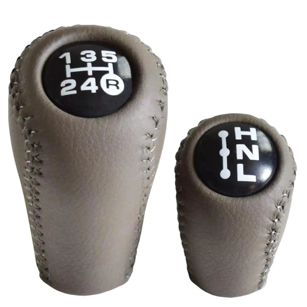 Luxury leather gear shift kit by MANDOTOS, featuring premium stitched leather cover for car gear shifter.