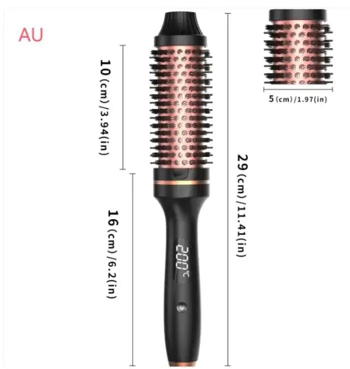 Mandotos 2-in-1 hair curler and straightener comb with ceramic plates and ergonomic handle, ready for styling.