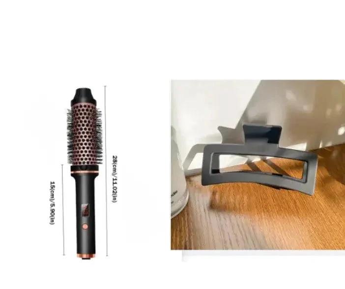 Mandotos 2-in-1 hair curler and straightener comb showing the dual-function styling tool with ceramic plates and ergonomic handle