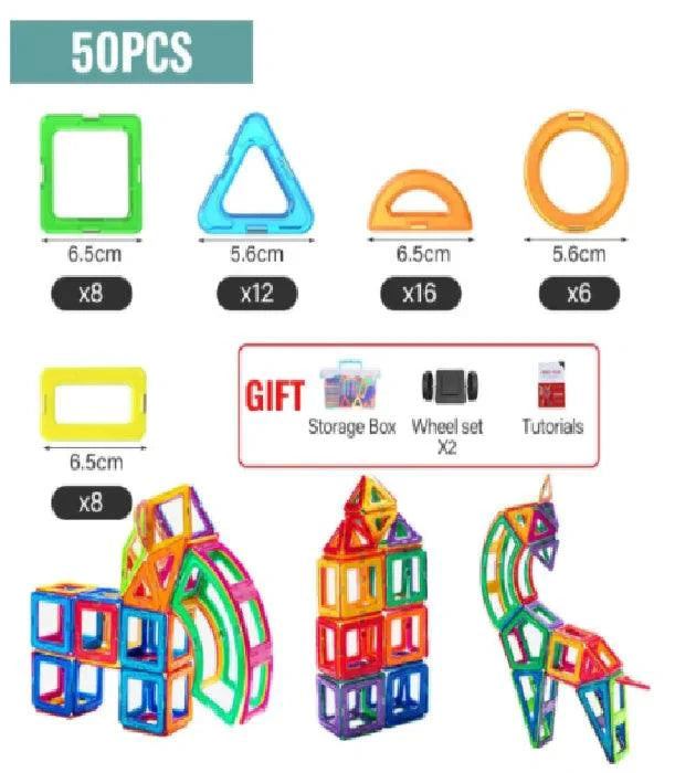 Mandotos Creative Magnet Constructors magnetic building blocks for STEM learning, featuring colorful geometric shapes and innovative design.