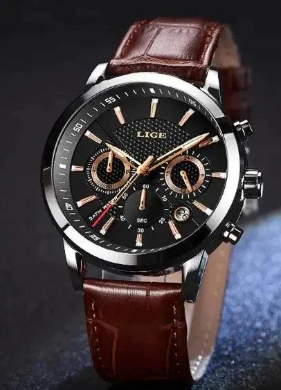 Mandotos men's fashion sport quartz watch with black dial and stainless steel band, stylish men's wristwatch for active wear