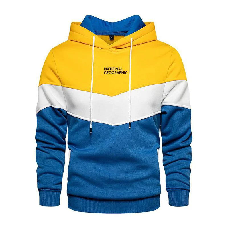 Men's casual sports panel hooded pullover sweatshirt by MANDOTOS, featuring a comfortable hoodie design with sporty panel accents.