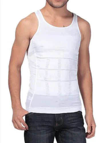 Mandotos men's contour shaper vest shown on a mannequin, designed to enhance body silhouette with a snug, supportive fit.