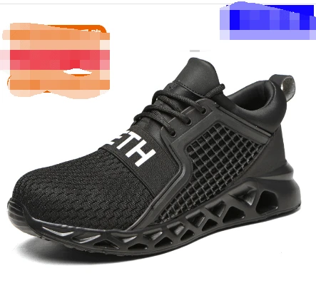 Men's cushioned running shoes by MANDOTOS showing a sleek black and gray design with breathable mesh upper and supportive sole.