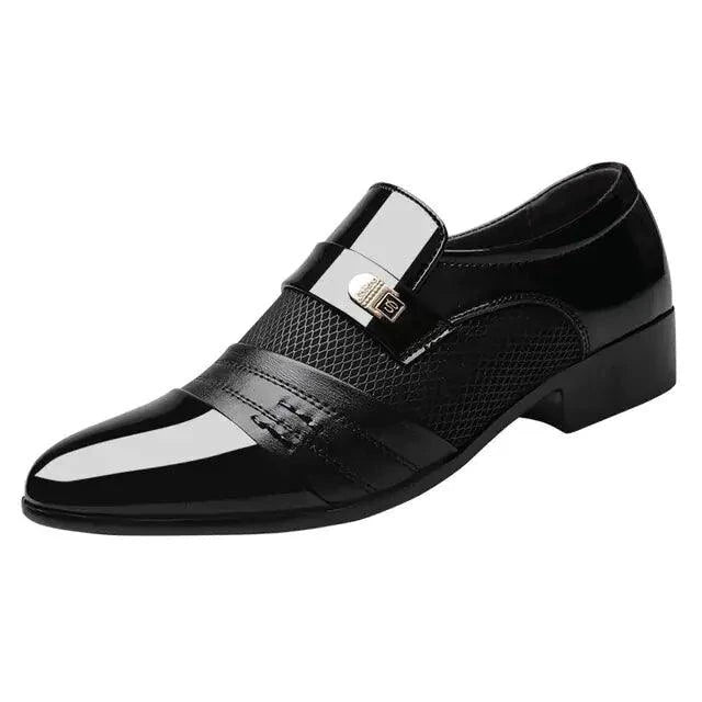 Men's luxury leather loafers by MANDOTOS featuring sleek design, smooth leather finish, and classic slip-on style.