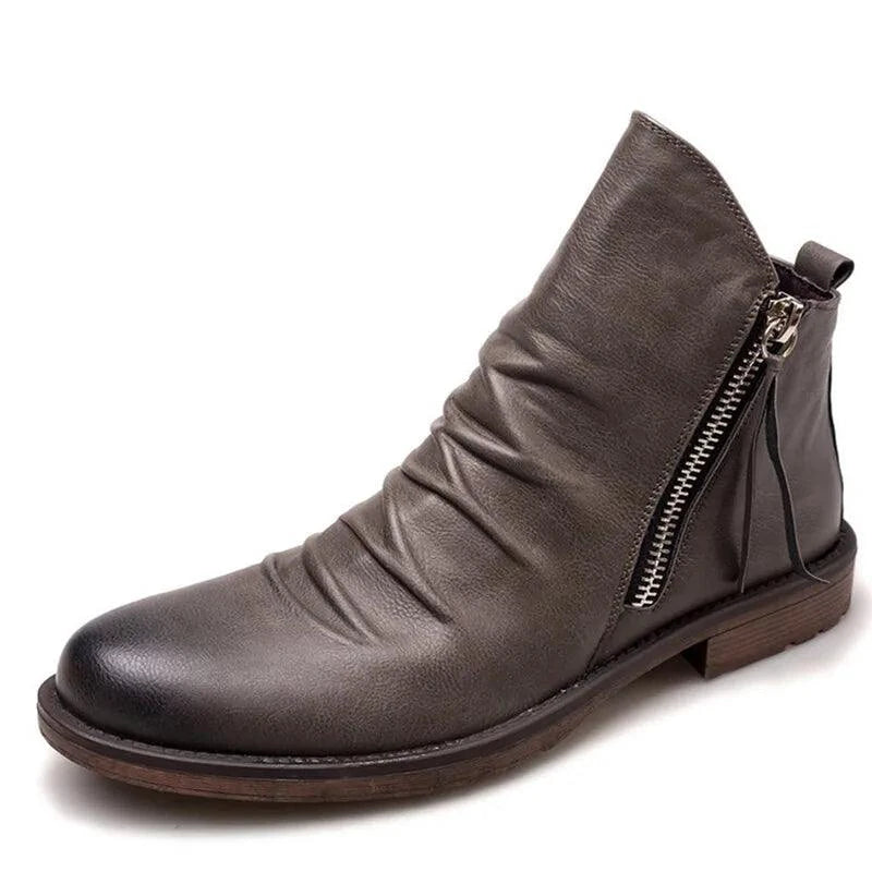 Men's premium leather Martin boots by MANDOTOS featuring classic lace-up design and sturdy sole for rugged style.