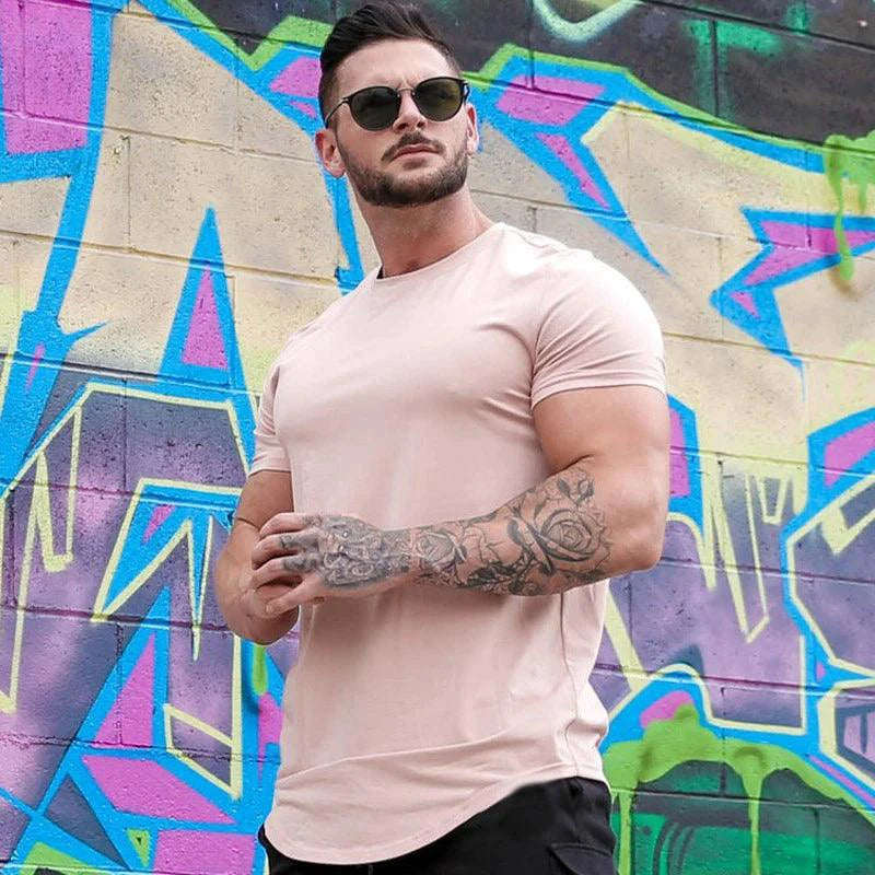 Mandotos men's summer muscle T-shirt for gym workouts, sleeveless athletic top with breathable fabric and sporty fit.