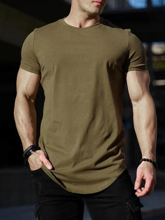 Men's summer muscle T-shirt by MANDOTOS, designed for gym workouts, featuring sleeveless style and breathable fabric.