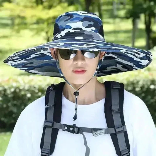 Men's wide brim sun protection hat by MANDOTOS, showing a durable hat with a broad brim for outdoor sun shielding.