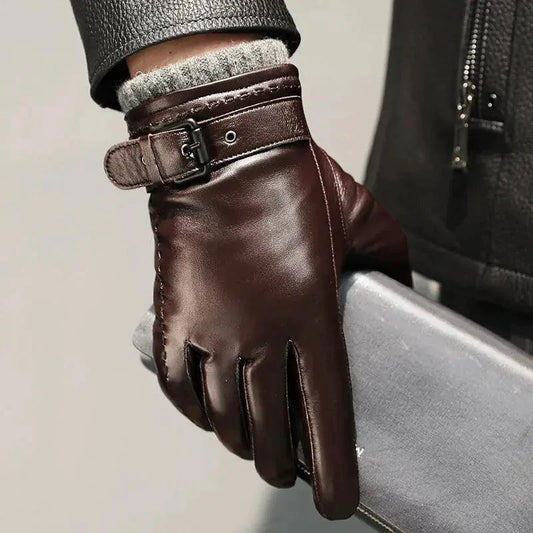 Men's winter leather gloves by MANDOTOS, featuring a snug fit and classic design for cold weather warmth and style.
