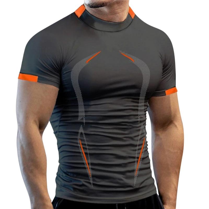 Mandotos men's summer gym breathable T-shirt, quick-drying jogging and running fitness top for men.