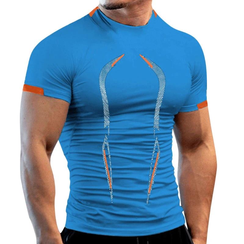 Mandotos men's summer breathable gym T-shirt, quick-drying jogging and training tee for running and fitness workouts.