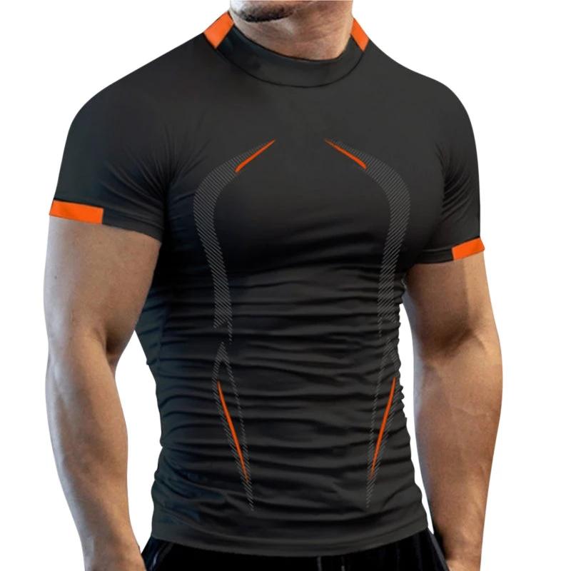 Mandotos men's summer gym breathable T-shirt, quick-drying jogging and training tee for running and fitness activities.