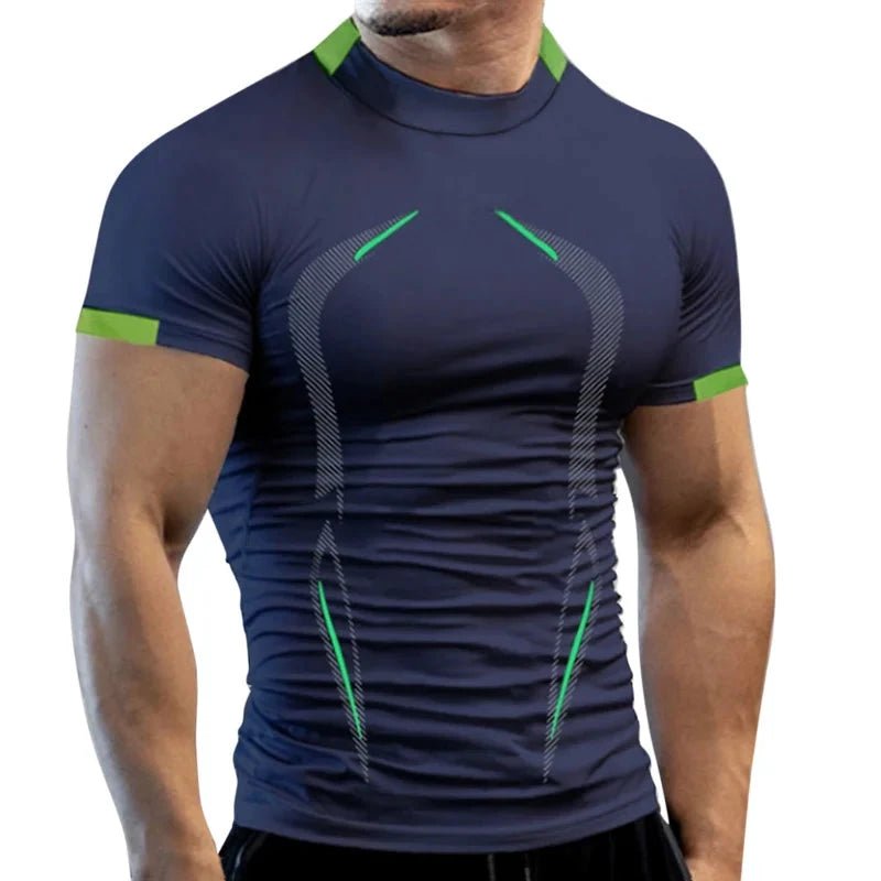 Mandotos men's summer breathable gym T-shirt, quick-drying jogging and training tee for fitness and running.