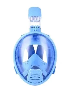 Mandotos OceanView full face snorkel mask with 180° visibility and anti-fog technology, showing the mask's clear panoramic design