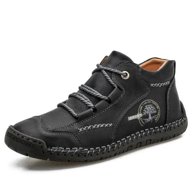 Mandotos premium microfiber leather boots with sleek design, showcasing their stylish and durable footwear for men and women.