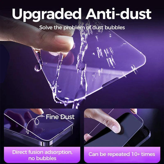 Mandotos privacy tempered glass screen protector for iPhone with anti-peep feature, showing the protector applied to the phone screen.