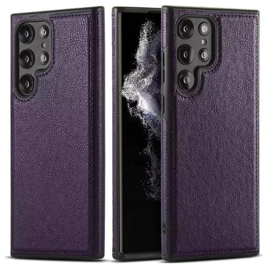Mandotos PU leather phone case with slim design and secure closure, protecting a smartphone in stylish black color.